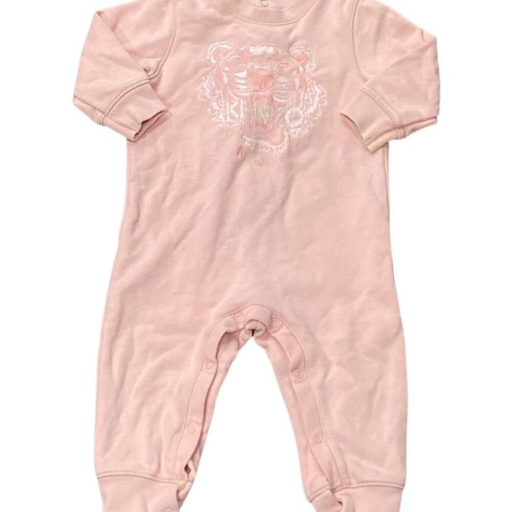KENZO PARIS Pink Embroidered Tiger Print Romper / Sleeper - 12 months